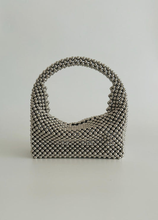 Statement Silver Crystal Bag