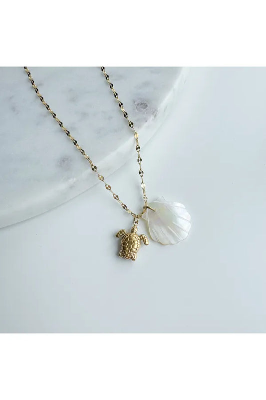 Seashell Turtle Gold Chain Necklace