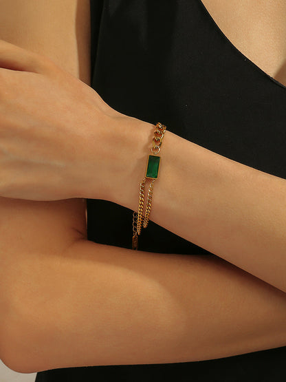 Emerald Gold Chain Bracelet