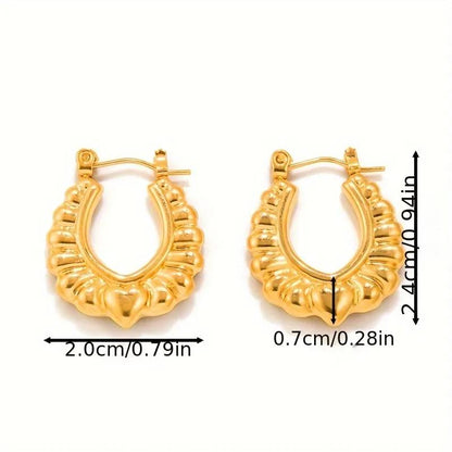 U shape Geometric Heart Shape Hoops Earring