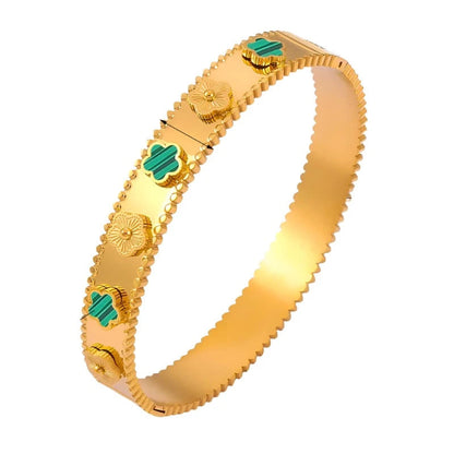 Clover Gold - Green Mixed Bangle