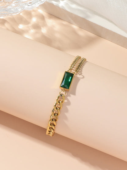 Emerald Gold Chain Bracelet