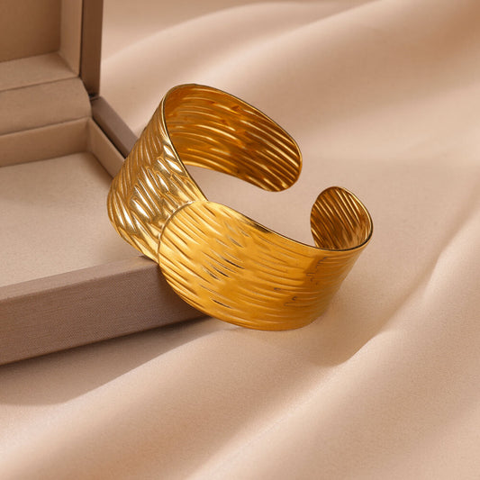 Feathered Gold Bangle Cuff