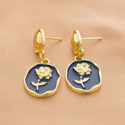 Rose Portrait Drop Earring