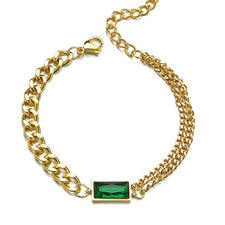 Emerald Gold Chain Bracelet