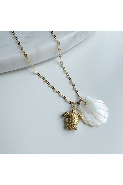 Seashell Turtle Gold Chain Necklace