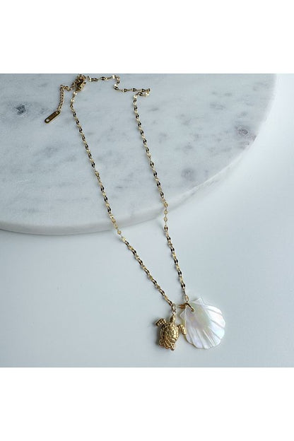 Seashell Turtle Gold Chain Necklace