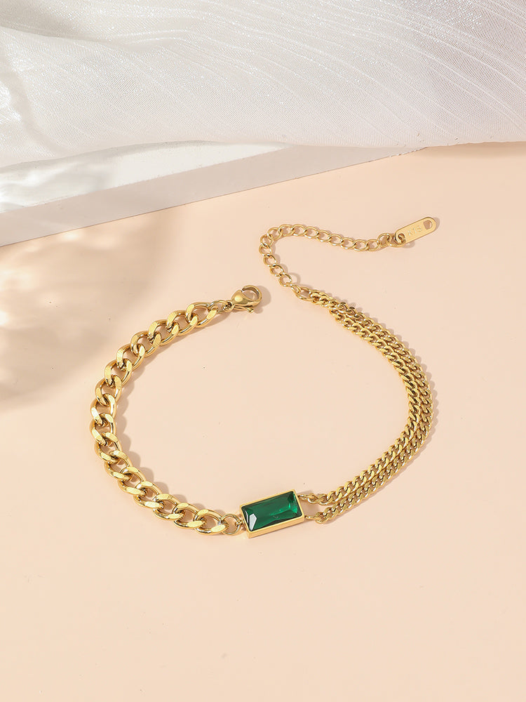 Emerald Gold Chain Bracelet