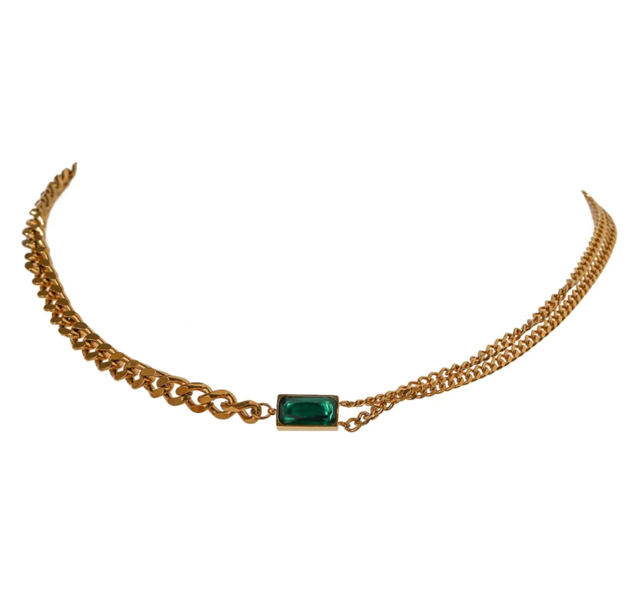 Emerald Gold Chain Set - Bracelet , Earring & Necklace