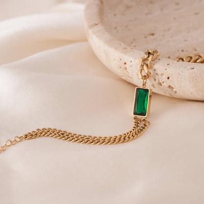 Emerald Gold Chain Bracelet