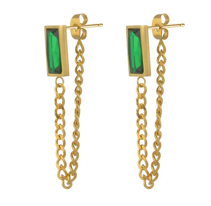 Emerald Gold Chain Set - Bracelet , Earring & Necklace