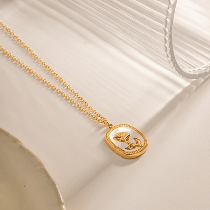 Rumeesha - Rose engraved pendant necklace