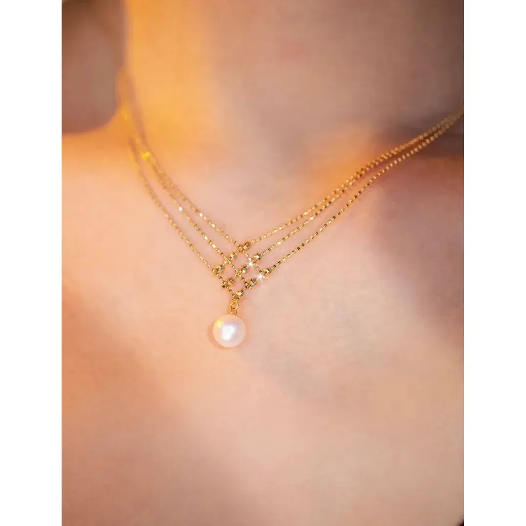 Pearl Lace Necklace Three Strands