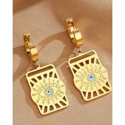 Evil Eye Gold Plated Antique Drop Earrings