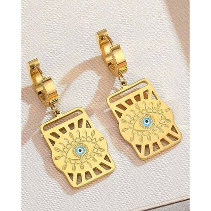 Evil Eye Gold Plated Antique Drop Earrings