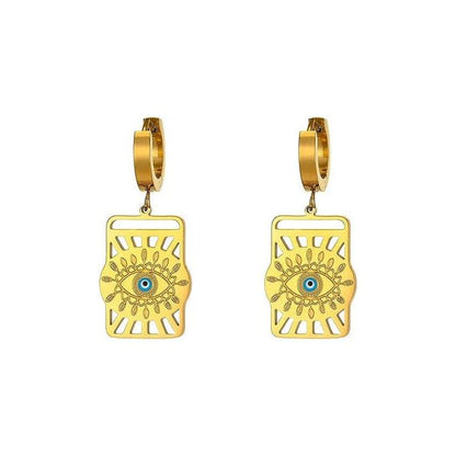 Evil Eye Gold Plated Antique Drop Earrings